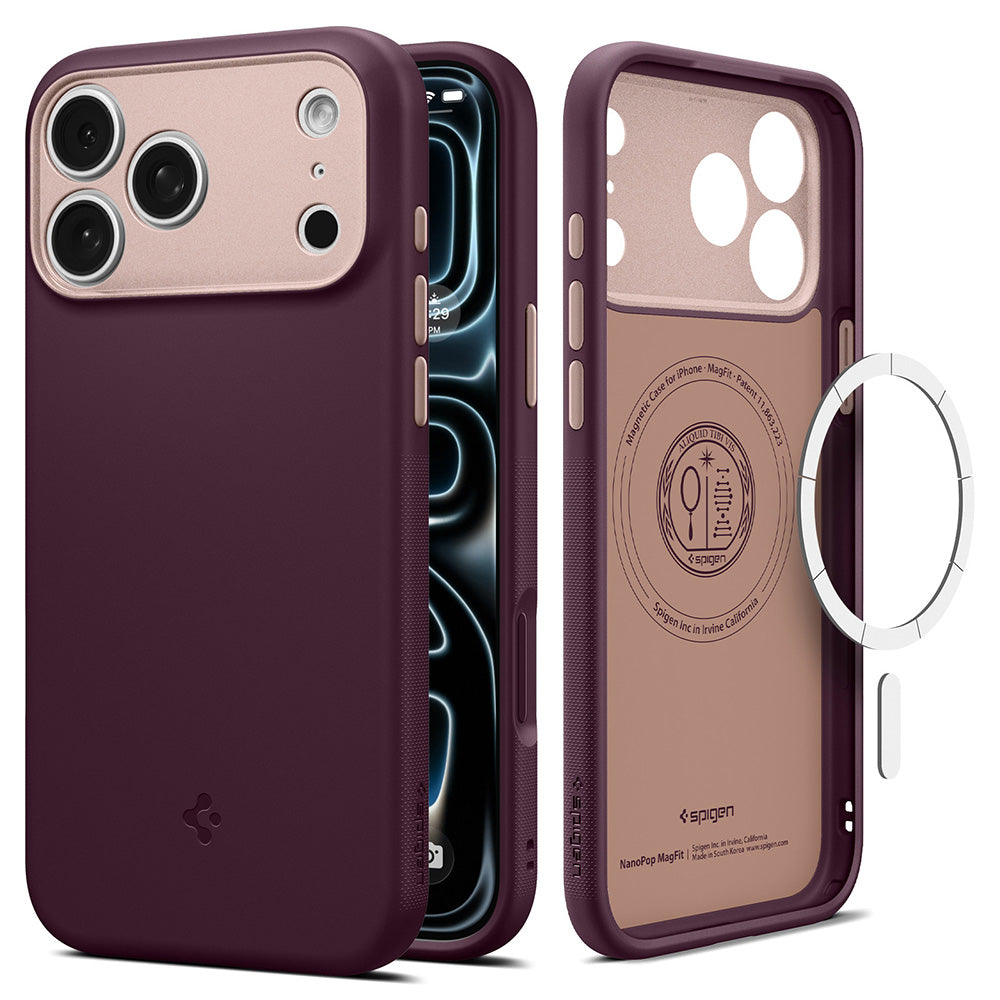 MagSafe Case for Apple iPhone 18 Pro / 17 Pro, Spigen, Caseology Nano Pop, Burgundy ACS12179
