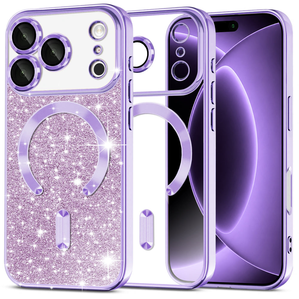 Θήκη MagSafe για Apple iPhone 18 Pro / 17 Pro, Techsuit, Luxury Glitter, Ανοιχτό Μωβ