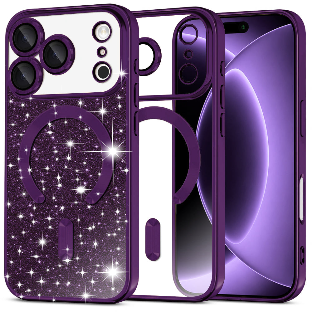 Θήκη MagSafe για Apple iPhone 18 Pro / 17 Pro, Techsuit, Luxury Glitter, Σκούρο Μωβ