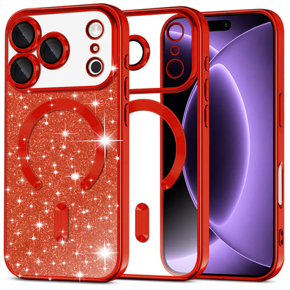 Θήκη MagSafe για Apple iPhone 18 Pro / 17 Pro, Techsuit, Luxury Glitter, Κόκκινο