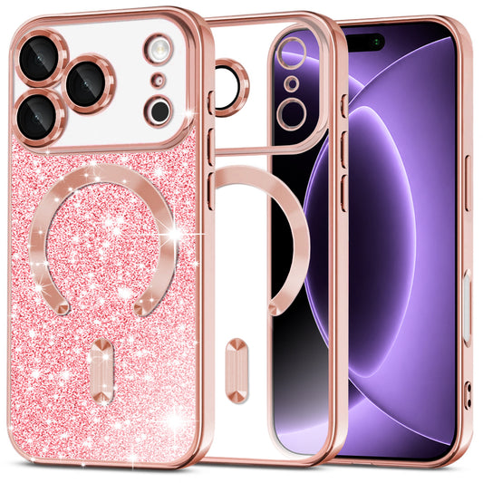 Θήκη MagSafe για Apple iPhone 18 Pro / 17 Pro, Techsuit, Luxury Glitter, Ροζ Χρυσό