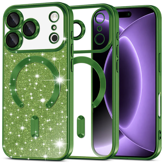 Θήκη MagSafe για Apple iPhone 18 Pro / 17 Pro, Techsuit, Luxury Glitter, Σκούρο Πράσινο