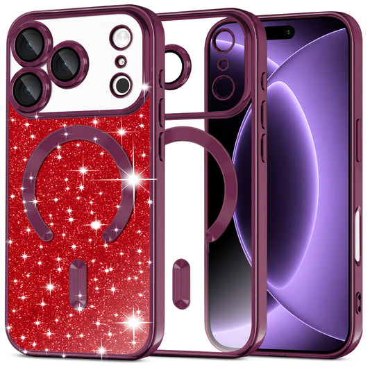 Θήκη MagSafe για Apple iPhone 18 Pro / 17 Pro, Techsuit, Luxury Glitter, Σκούρο Βυσσινί