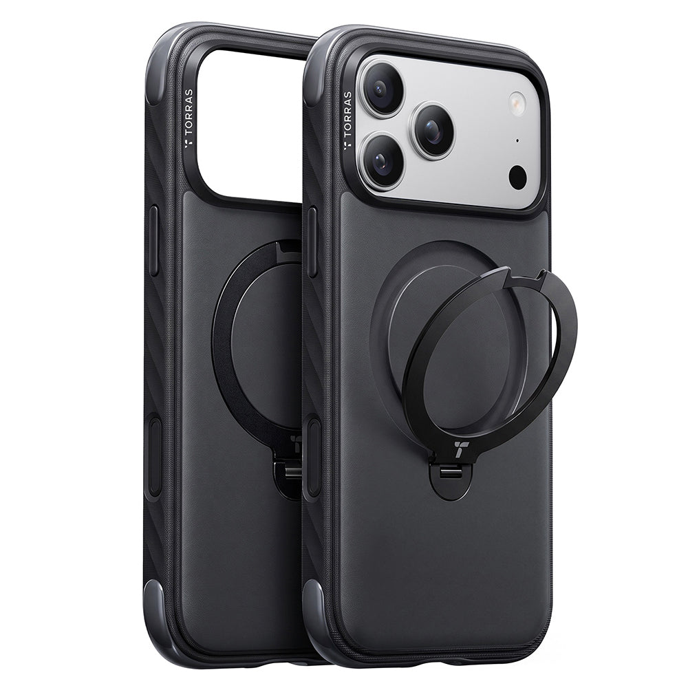 Θήκη MagSafe για Apple iPhone 18 Pro / 17 Pro, Torras, Ostand Q3 Rugged, Μαύρη