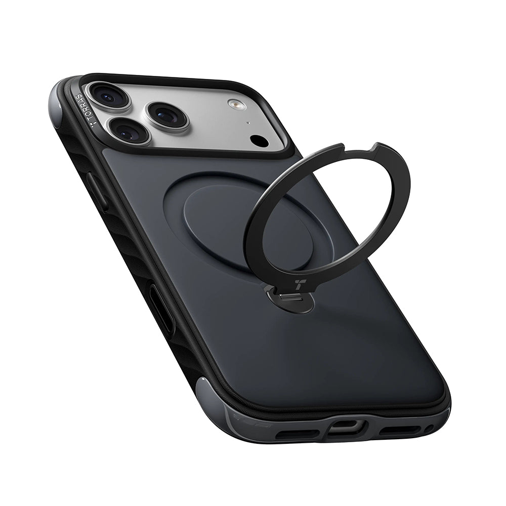 Θήκη MagSafe για Apple iPhone 18 Pro / 17 Pro, Torras, Ostand Q3 Rugged, Μαύρη
