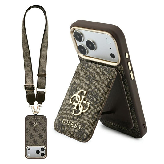 Θήκη MagSafe για Apple iPhone 18 Pro Max / 17 Pro Max, Guess, 4G Cardslot & Big Strap, Καφέ
