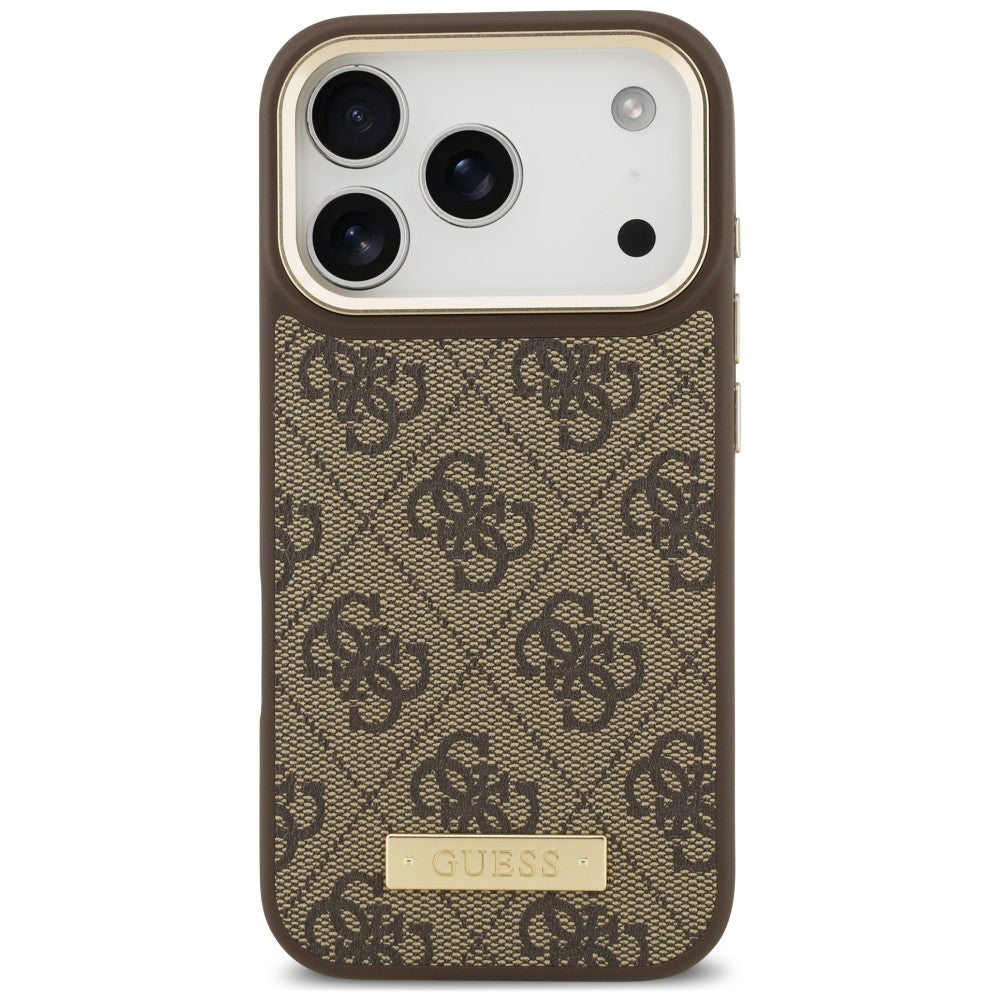 Θήκη MagSafe για Apple iPhone 18 Pro Max / 17 Pro Max, Guess, 4G Logo Plate, Καφέ