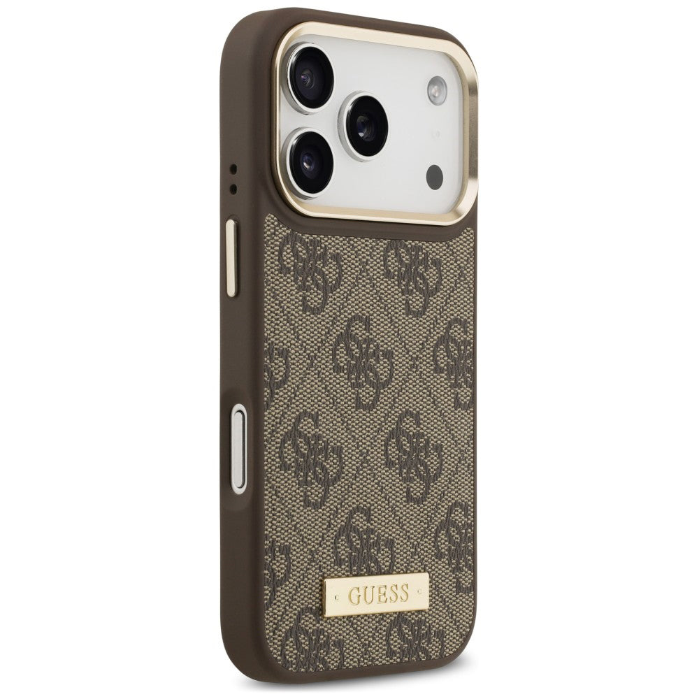 Θήκη MagSafe για Apple iPhone 18 Pro Max / 17 Pro Max, Guess, 4G Logo Plate, Καφέ