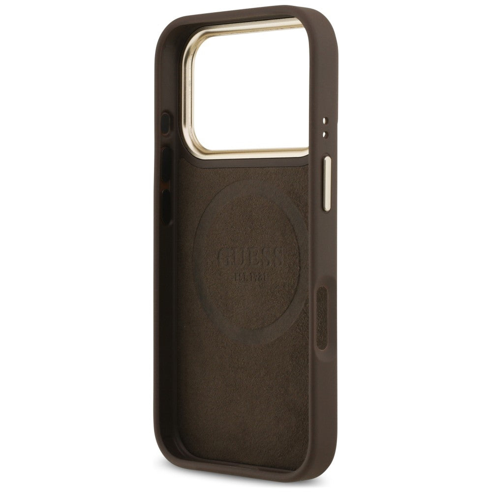 Θήκη MagSafe για Apple iPhone 18 Pro Max / 17 Pro Max, Guess, 4G Logo Plate, Καφέ