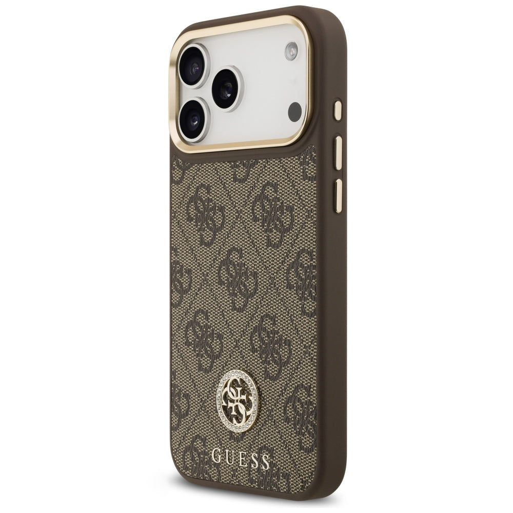 Θήκη MagSafe για Apple iPhone 18 Pro Max / 17 Pro Max, Guess, 4G Strass Logo, Καφέ
