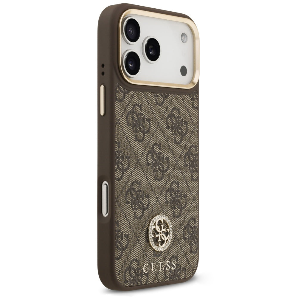 Θήκη MagSafe για Apple iPhone 18 Pro Max / 17 Pro Max, Guess, 4G Strass Logo, Καφέ