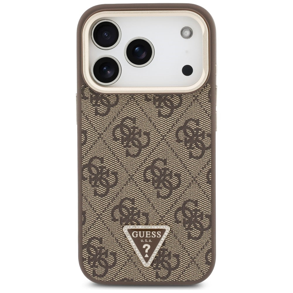 Θήκη MagSafe για Apple iPhone 18 Pro Max / 17 Pro Max, Guess, 4G Triangle Logo & Stand Camera, Καφέ