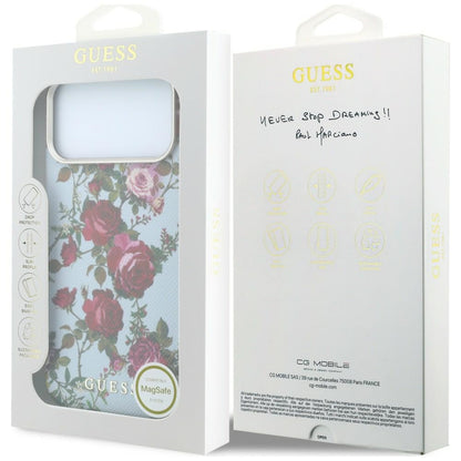 Θήκη MagSafe για Apple iPhone 18 Pro Max / 17 Pro Max, Guess, Blossom Roses Print, Μπλε