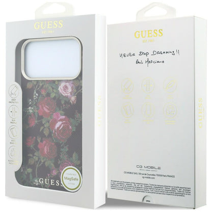 Θήκη MagSafe για Apple iPhone 18 Pro Max / 17 Pro Max, Guess, Blossom Roses Print, Μπορντό