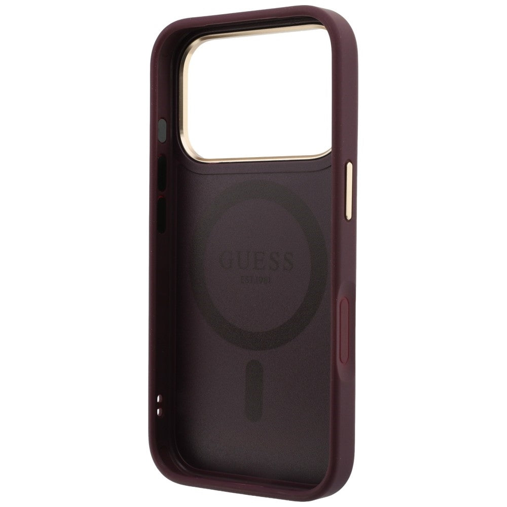 Θήκη MagSafe για Apple iPhone 18 Pro Max / 17 Pro Max, Guess, Grained Ring Stand 360 Classic, Βυσσινί