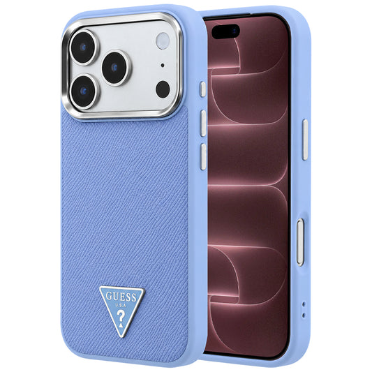 Θήκη MagSafe για Apple iPhone 18 Pro Max / 17 Pro Max, Guess, Λογότυπο Τριγώνου με Υφή, Μπλε