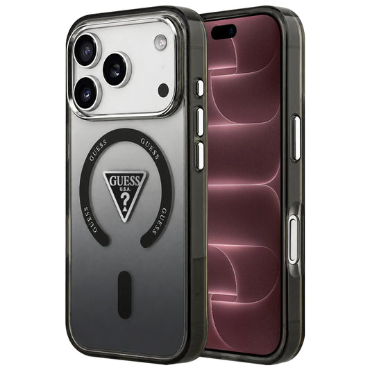 Θήκη MagSafe για Apple iPhone 18 Pro Max / 17 Pro Max, Guess, IML Gradient Triangle Logo, Μαύρη