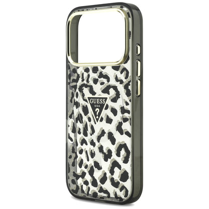 Θήκη MagSafe για Apple iPhone 18 Pro Max / 17 Pro Max, Guess, Leopard Glitter Triangle Logo, Μαύρο