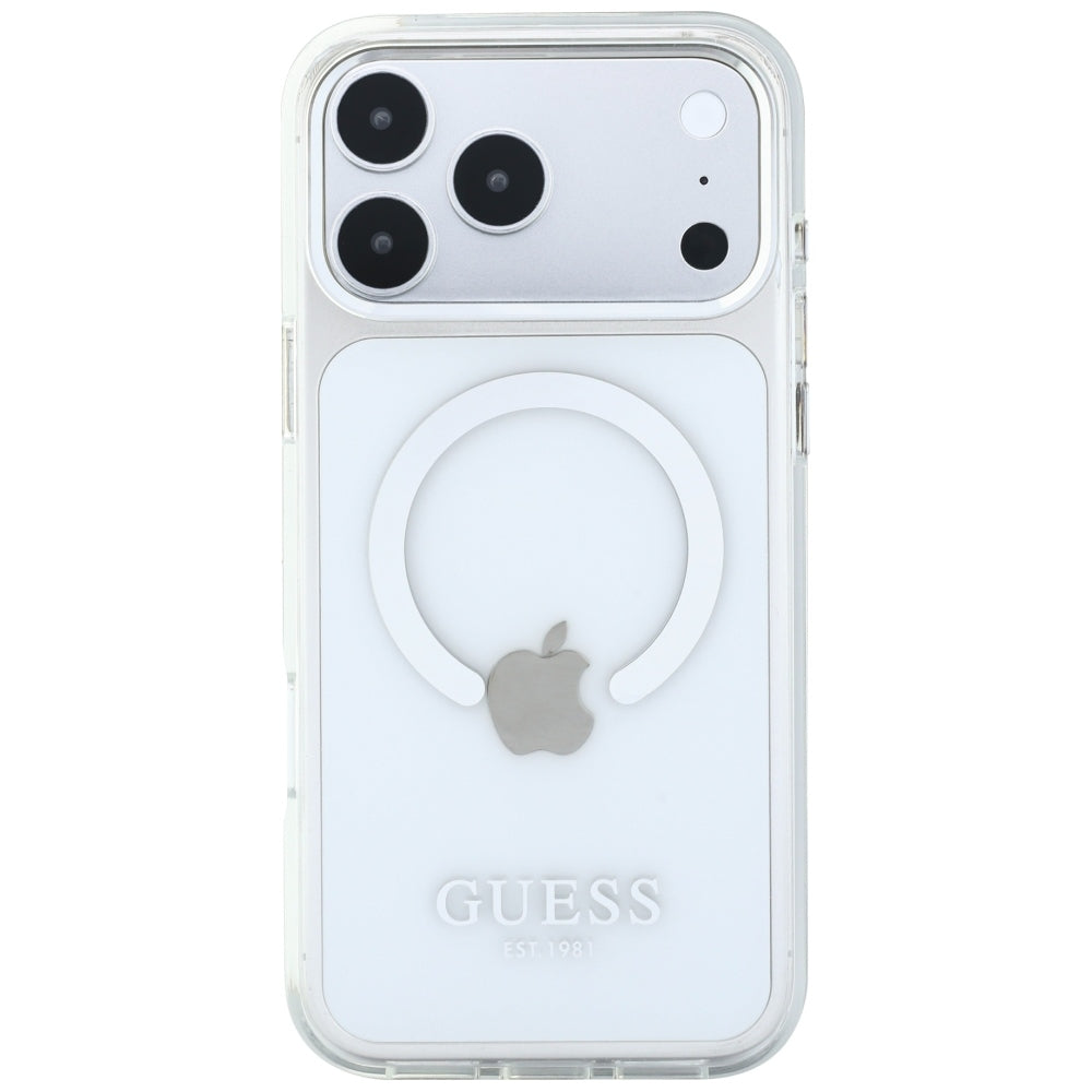 Θήκη MagSafe για Apple iPhone 18 Pro Max / 17 Pro Max, Guess, Μεταλλικό Περίγραμμα, Ασημί