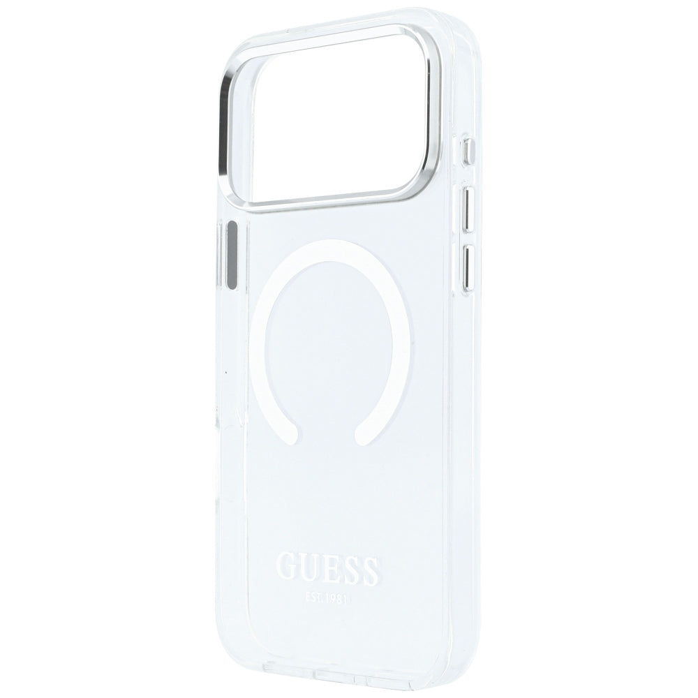 Θήκη MagSafe για Apple iPhone 18 Pro Max / 17 Pro Max, Guess, Μεταλλικό Περίγραμμα, Ασημί