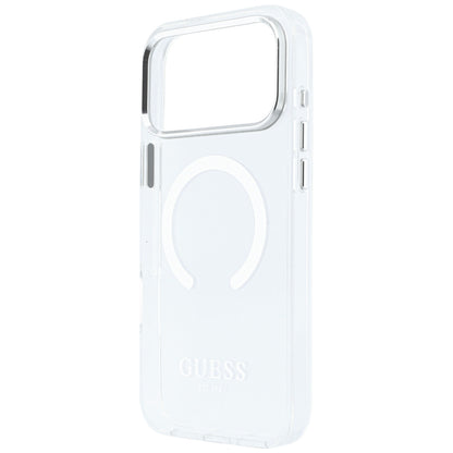Θήκη MagSafe για Apple iPhone 18 Pro Max / 17 Pro Max, Guess, Μεταλλικό Περίγραμμα, Ασημί