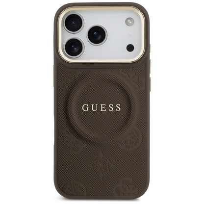 Θήκη MagSafe για Apple iPhone 18 Pro Max / 17 Pro Max, Guess, Saffiano Peony Ring, Καφέ