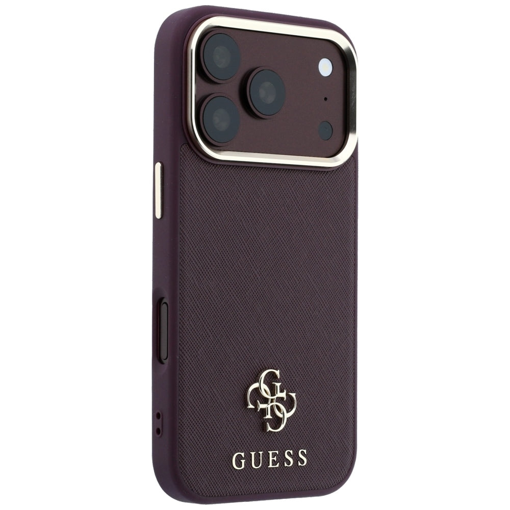 Θήκη MagSafe για Apple iPhone 18 Pro Max / 17 Pro Max, Guess, Saffiano Small 4G Classic, Βυσσινί