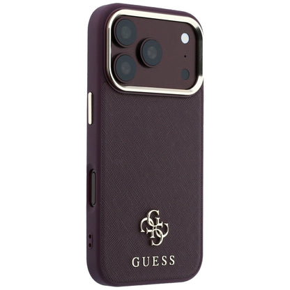 Θήκη MagSafe για Apple iPhone 18 Pro Max / 17 Pro Max, Guess, Saffiano Small 4G Classic, Βυσσινί