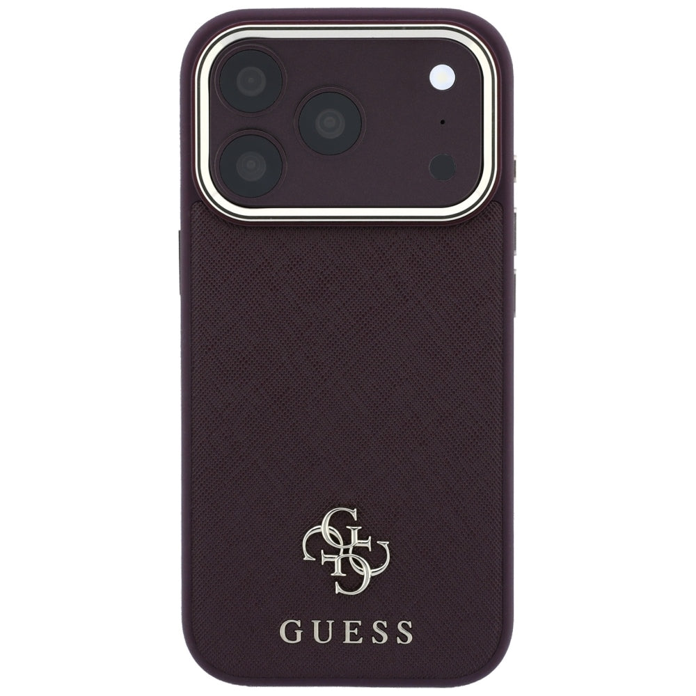 Θήκη MagSafe για Apple iPhone 18 Pro Max / 17 Pro Max, Guess, Saffiano Small 4G Classic, Βυσσινί