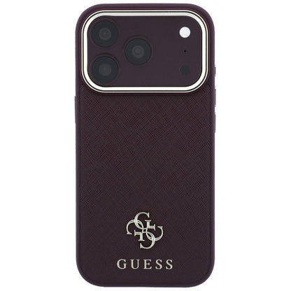 Θήκη MagSafe για Apple iPhone 18 Pro Max / 17 Pro Max, Guess, Saffiano Small 4G Classic, Βυσσινί