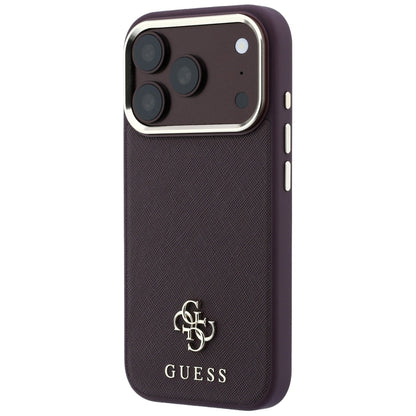 Θήκη MagSafe για Apple iPhone 18 Pro Max / 17 Pro Max, Guess, Saffiano Small 4G Classic, Βυσσινί
