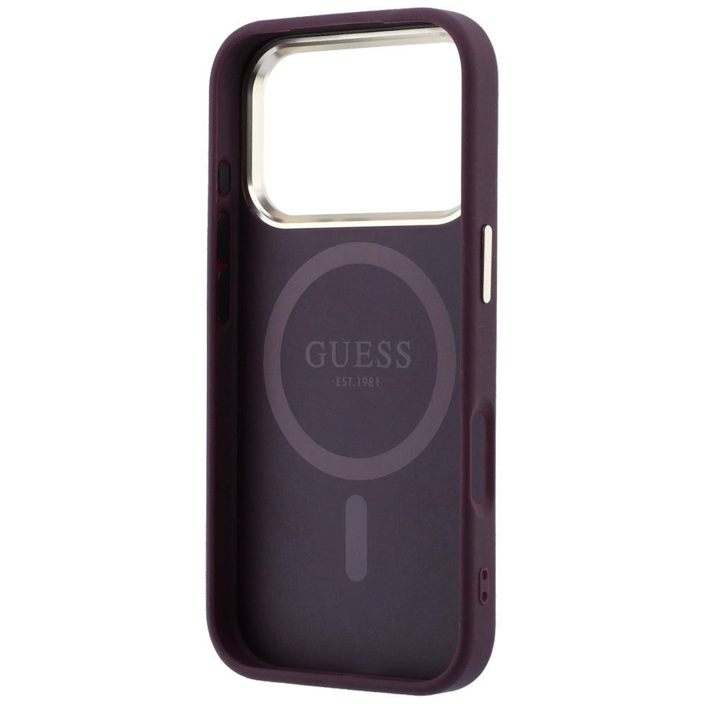 Θήκη MagSafe για Apple iPhone 18 Pro Max / 17 Pro Max, Guess, Saffiano Small 4G Classic, Βυσσινί