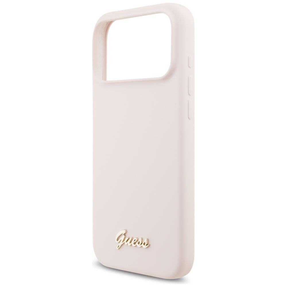 Θήκη MagSafe για Apple iPhone 18 Pro Max / 17 Pro Max, Guess, Script Metal Logo, Ροζ
