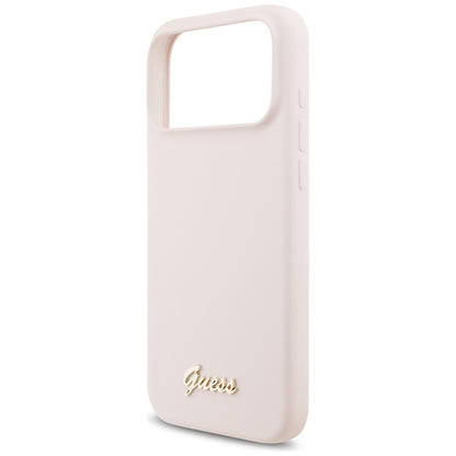 Θήκη MagSafe για Apple iPhone 18 Pro Max / 17 Pro Max, Guess, Script Metal Logo, Ροζ