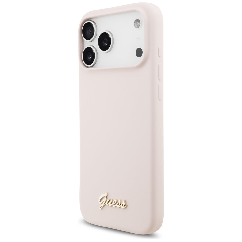 Θήκη MagSafe για Apple iPhone 18 Pro Max / 17 Pro Max, Guess, Script Metal Logo, Ροζ