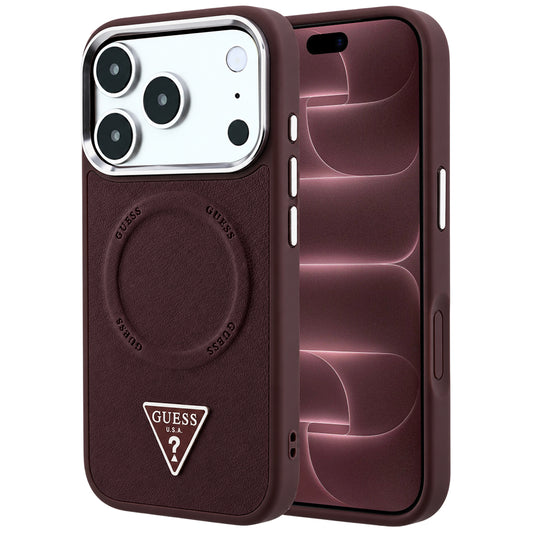 Θήκη MagSafe για Apple iPhone 18 Pro Max / 17 Pro Max, Guess, Triangle Logo, Μπορντό