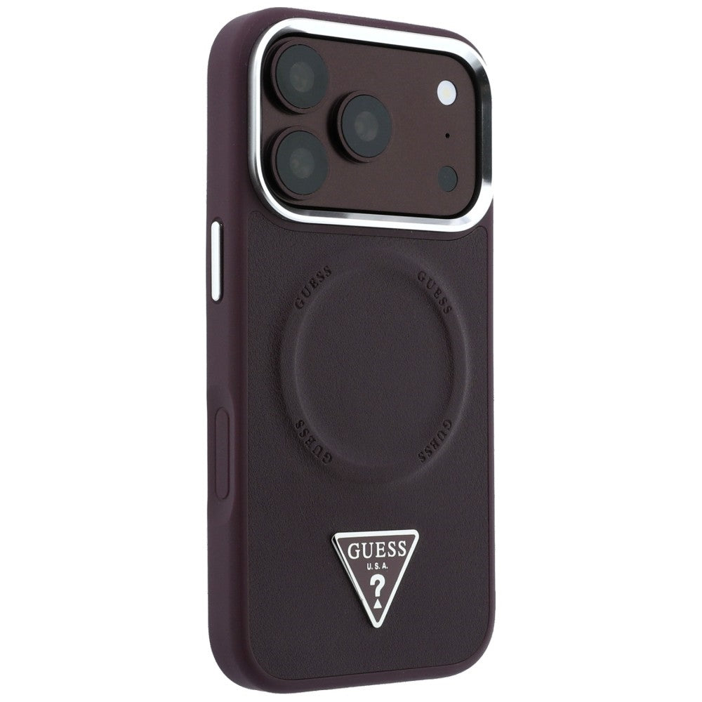 MagSafe Case for Apple iPhone 18 Pro Max / 17 Pro Max, Guess, Triangle Logo, Burgundy