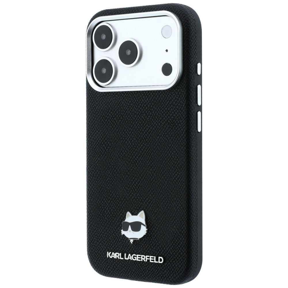 Θήκη MagSafe για Apple iPhone 18 Pro Max / 17 Pro Max, Karl Lagerfeld, Grained Choupette Head Metal, Μαύρη
