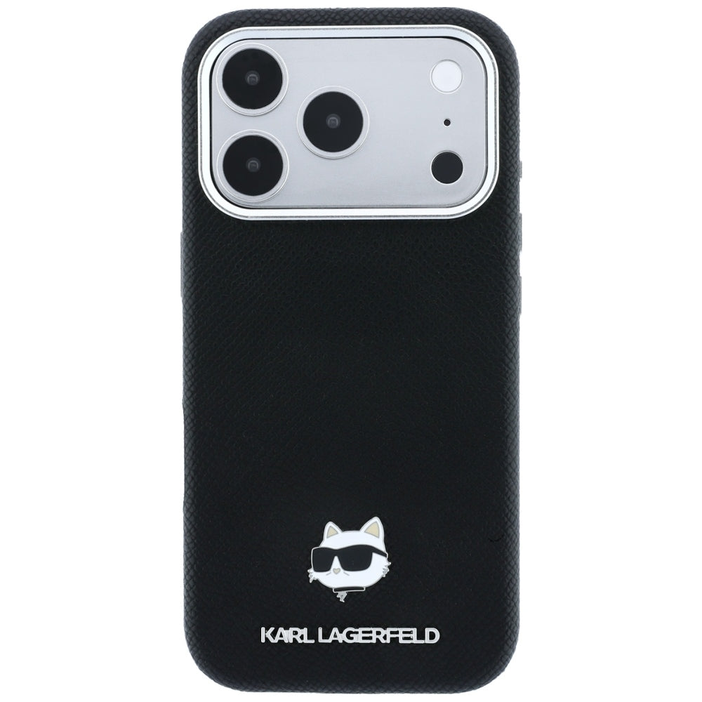 Θήκη MagSafe για Apple iPhone 18 Pro Max / 17 Pro Max, Karl Lagerfeld, Grained Choupette Head Metal, Μαύρη