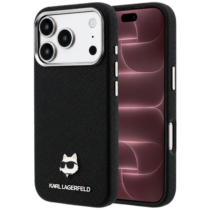 Θήκη MagSafe για Apple iPhone 18 Pro Max / 17 Pro Max, Karl Lagerfeld, Grained Choupette Head Metal, Μαύρη