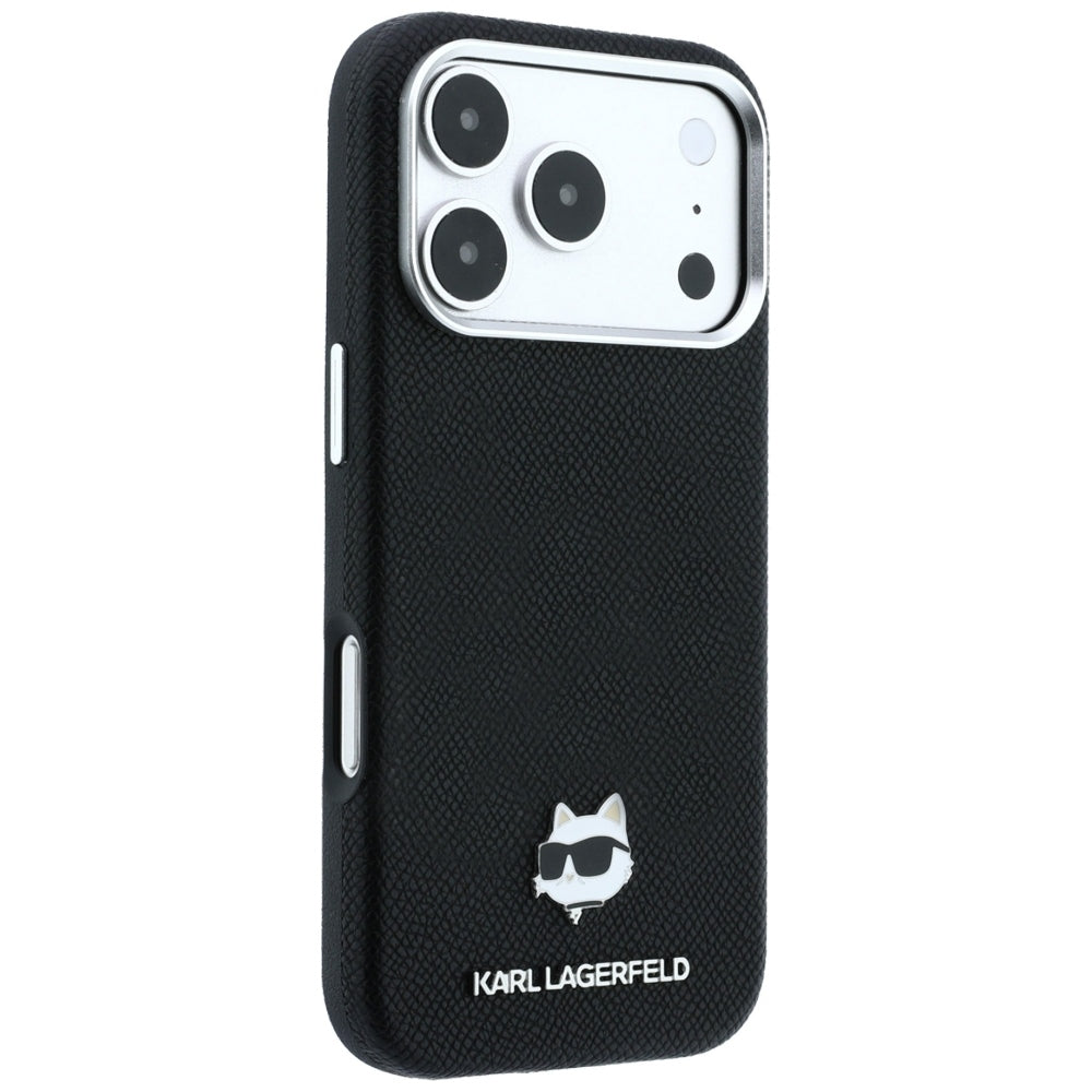 Θήκη MagSafe για Apple iPhone 18 Pro Max / 17 Pro Max, Karl Lagerfeld, Grained Choupette Head Metal, Μαύρη