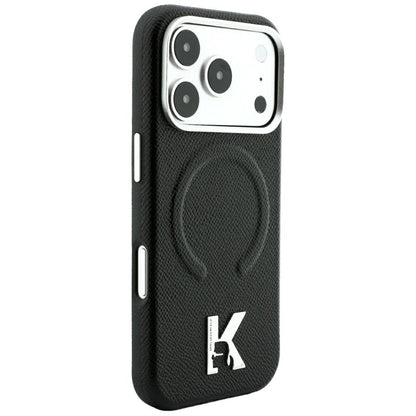 Θήκη MagSafe για Apple iPhone 18 Pro Max / 17 Pro Max, Karl Lagerfeld, Grained Embossed Ring, Μαύρη