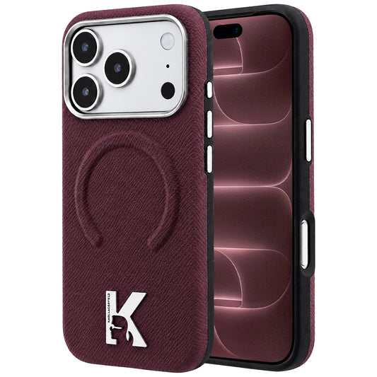 Θήκη MagSafe για Apple iPhone 18 Pro Max / 17 Pro Max, Karl Lagerfeld, Grained Embossed Ring, Βυσσινί