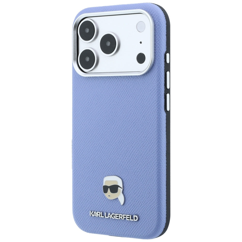 Θήκη MagSafe για Apple iPhone 18 Pro Max / 17 Pro Max, Karl Lagerfeld, Μεταλλικό Σχέδιο Karl Head με Υφή, Μπλε