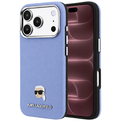 Θήκη MagSafe για Apple iPhone 18 Pro Max / 17 Pro Max, Karl Lagerfeld, Μεταλλικό Σχέδιο Karl Head με Υφή, Μπλε