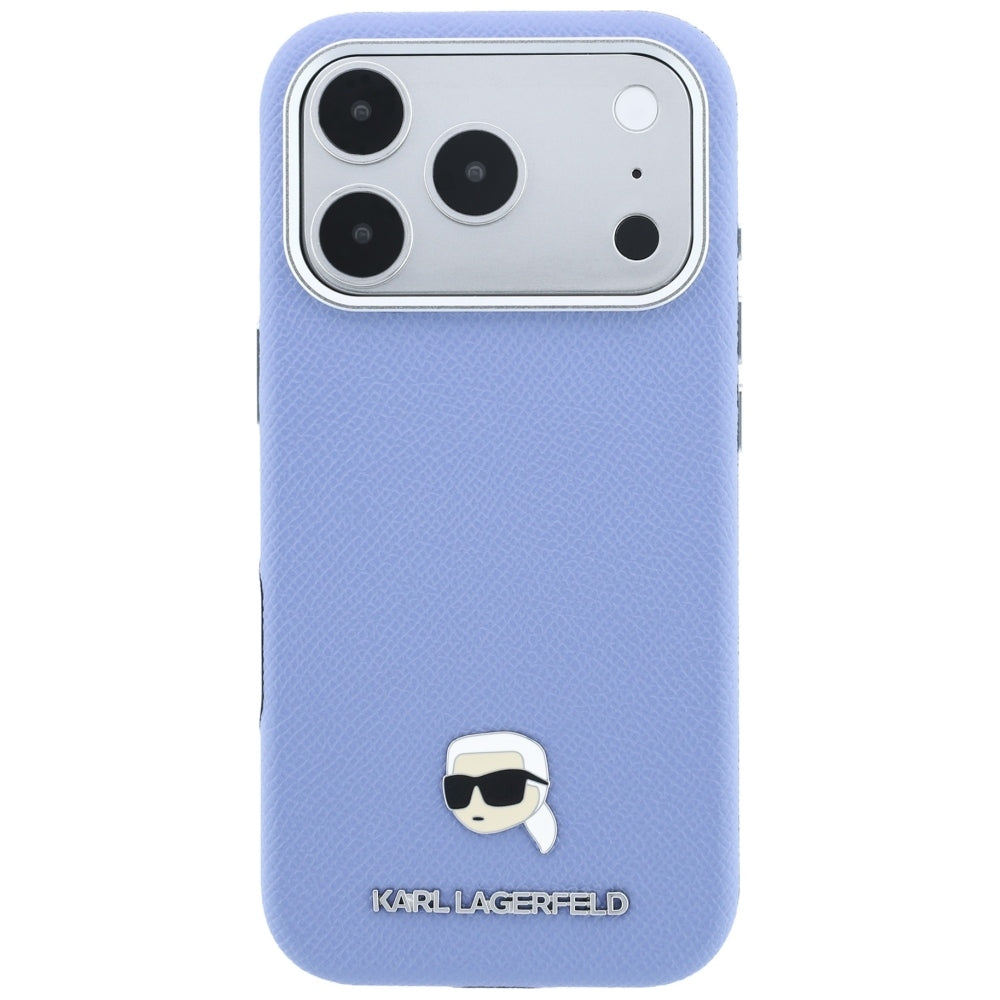 Θήκη MagSafe για Apple iPhone 18 Pro Max / 17 Pro Max, Karl Lagerfeld, Μεταλλικό Σχέδιο Karl Head με Υφή, Μπλε