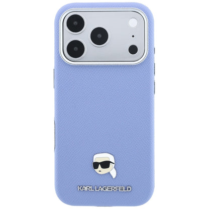 Θήκη MagSafe για Apple iPhone 18 Pro Max / 17 Pro Max, Karl Lagerfeld, Μεταλλικό Σχέδιο Karl Head με Υφή, Μπλε