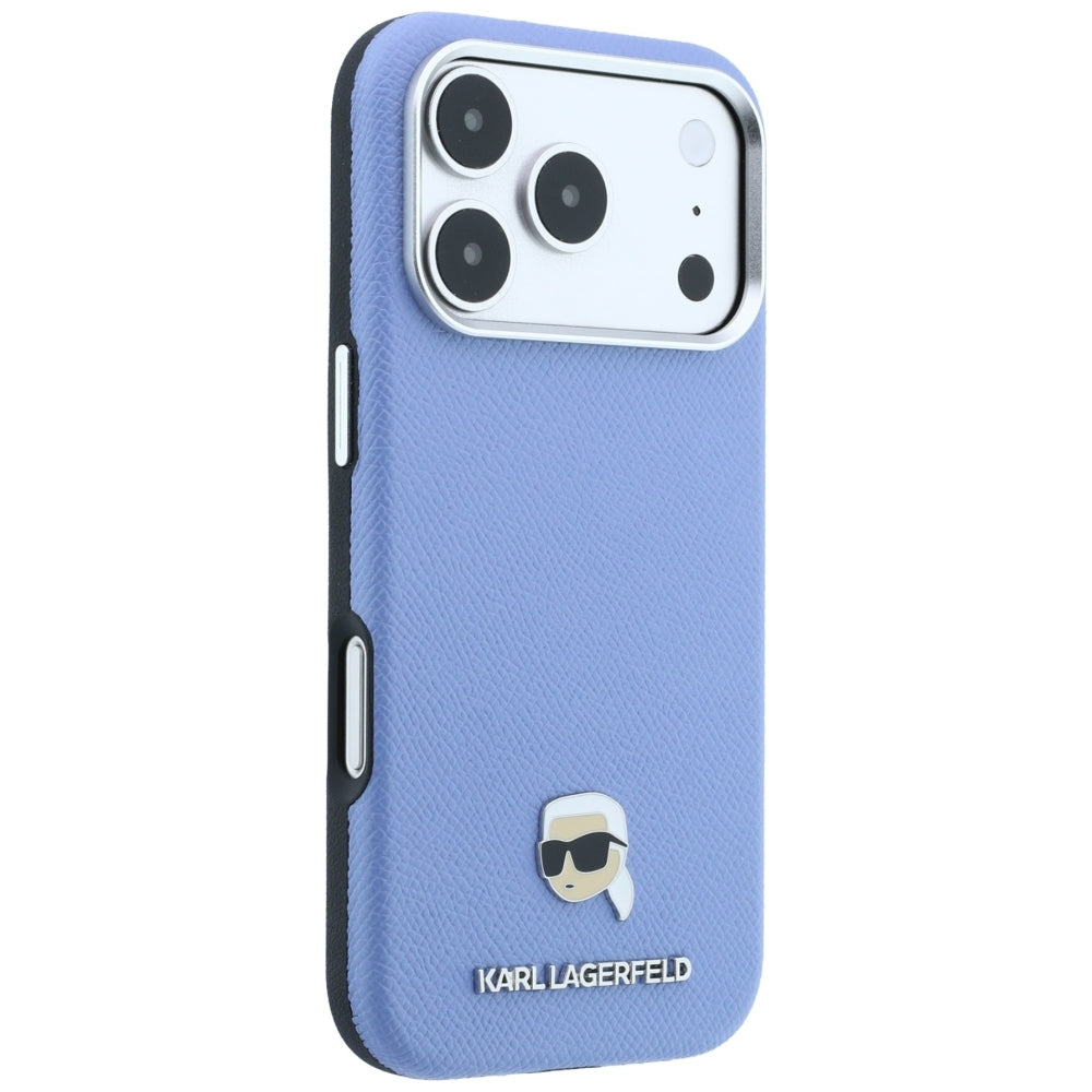 Θήκη MagSafe για Apple iPhone 18 Pro Max / 17 Pro Max, Karl Lagerfeld, Μεταλλικό Σχέδιο Karl Head με Υφή, Μπλε