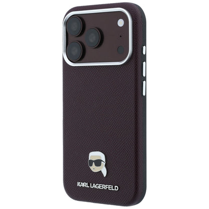 Θήκη MagSafe για Apple iPhone 18 Pro Max / 17 Pro Max, Karl Lagerfeld, Μεταλλικό Σχέδιο Karl Head's Grained, Βυσσινί