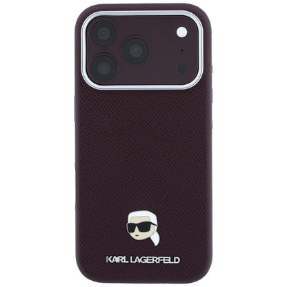 Θήκη MagSafe για Apple iPhone 18 Pro Max / 17 Pro Max, Karl Lagerfeld, Μεταλλικό Σχέδιο Karl Head's Grained, Βυσσινί